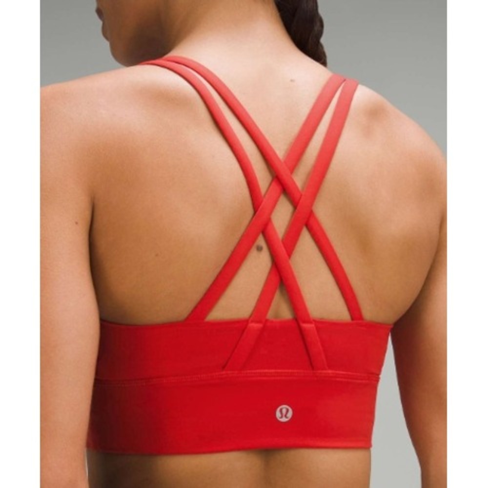 Lululemon Energy Longline Sports Bra Womens 6 Red Athleisure Activewear Yoga EUC